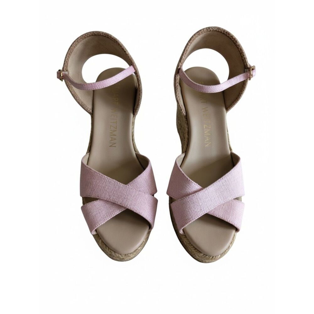 Stuart Weitzman Espadrille Wedge Sandals Ankle Strap Crisscross Heels